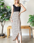 Light Gray Heimish Full Size Slit Animal Print V-Neck Wide Strap Dress