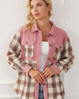 Gray Button Up Plaid Collared Neck Jacket Sentient Beauty Fashions Apparel & Accessories