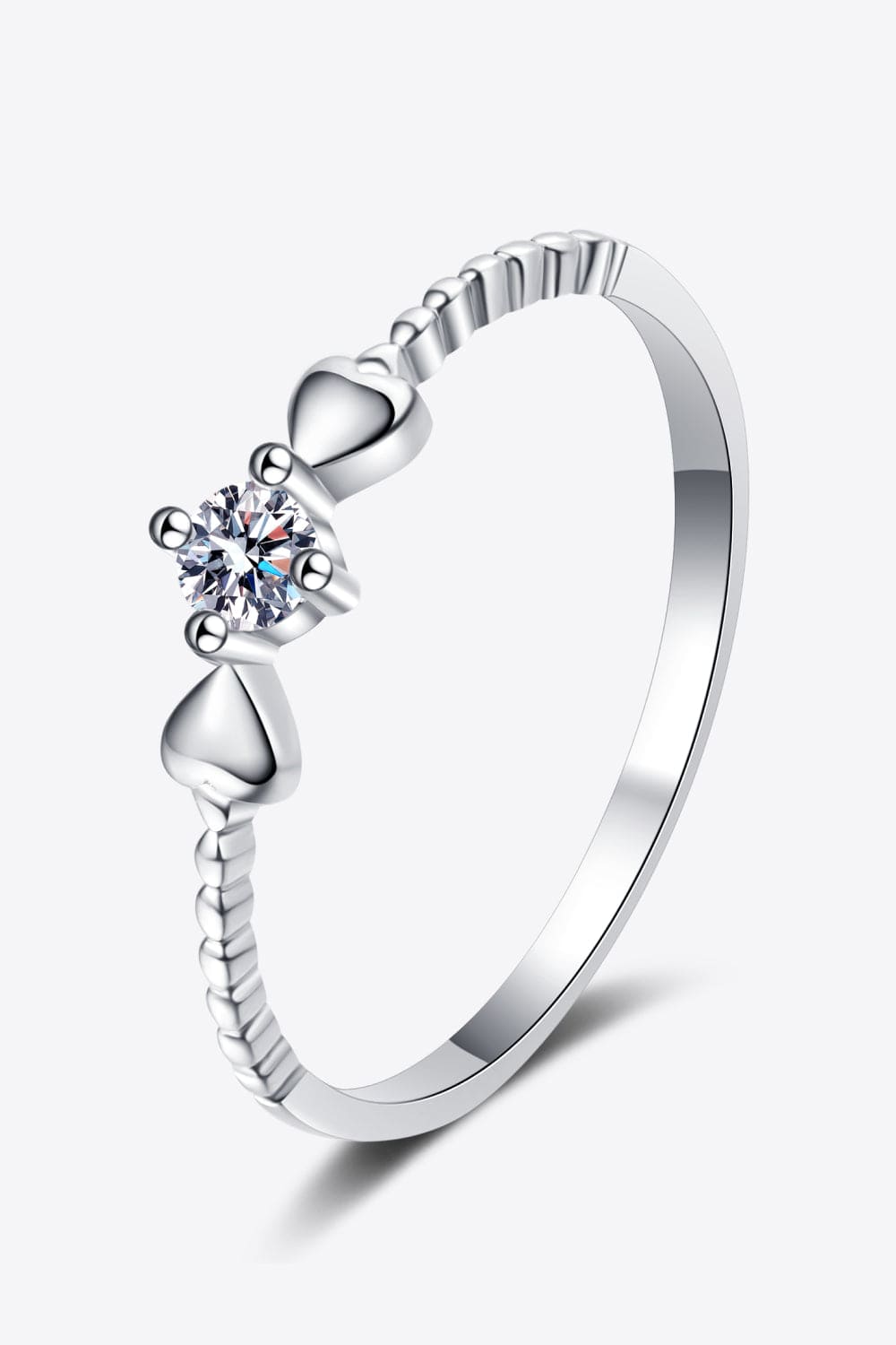 White Smoke Moissanite Heart 925 Sterling Silver Ring