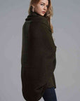 Dark Gray Double Take Dolman Sleeve Open Front Ribbed Trim Longline Cardigan Sentient Beauty Fashions Apparel & Accessories