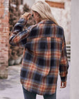 Dark Gray Plaid Dropped Shoulder Longline Shirt Sentient Beauty Fashions Apparel & Accessories