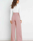 Light Gray Tie Front Paperbag Wide Leg Pants Sentient Beauty Fashions Apparel & Accessories