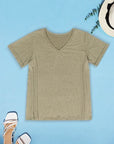 Dark Gray V-Neck Short Sleeve T-Shirt Sentient Beauty Fashions Apparel & Accessories