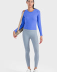 Lavender Round Neck Long Sleeve Sports Top Sentient Beauty Fashions tops