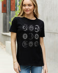 Black Simply Love Sun and Moon Graphic Cotton Tee Sentient Beauty Fashions Apparel & Accessories
