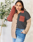 Light Gray Heimish Full Size Color Block Button Down Shacket Sentient Beauty Fashions Apparel & Accessories