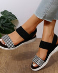 Dim Gray PU Leather Open Toe Low Heel Sandals Sentient Beauty Fashions Shoes