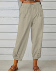 Dark Gray Decorative Button Cropped Pants Sentient Beauty Fashions Apparel & Accessories