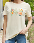 Light Gray Simply Love Flower Graphic Round Neck Cotton Tee Sentient Beauty Fashions Apparel & Accessories