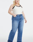 Lavender BAYEAS Full Size High Waist Cat's Whisker Wide Leg Jeans Sentient Beauty Fashions Apparel & Accessories
