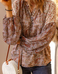 Sienna Paisley Print Quarter Button Balloon Sleeve Blouse Sentient Beauty Fashions Tops