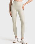 Light Gray Double Take Wide Waistband Leggings Sentient Beauty Fashions Apparel & Accessories