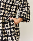 Black J.NNA Fuzzy Plaid Waist Tie Hooded Robe Cardigan Sentient Beauty Fashions Apparel & Accessories