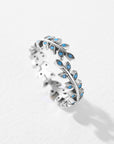 White Smoke 925 Sterling Silver Leaf Shape Artificial Turquoise Bypass Ring Sentient Beauty Fashions jewelry