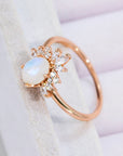 Light Gray 18K Rose Gold-Plated Natural Moonstone Ring Sentient Beauty Fashions rings