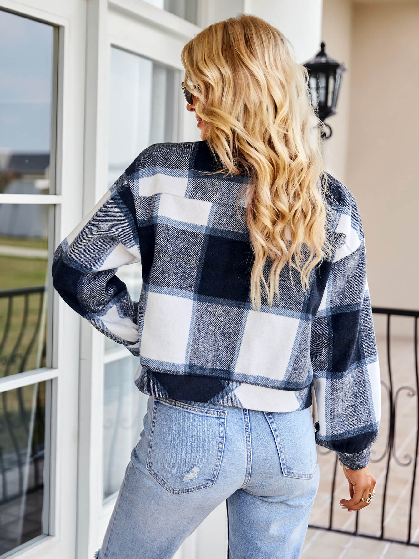 Gray Double Take Plaid Button Front Dropped Shoulder Collared Jacket Sentient Beauty Fashions Apparel &amp; Accessories