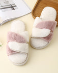 Antique White Faux Fur Twisted Strap Slippers Sentient Beauty Fashions