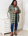 Light Gray Double Take Plaid Collared Neck Long Sleeve Shirt Sentient Beauty Fashions Apparel & Accessories