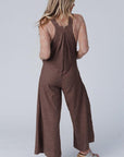 Dark Slate Gray Texture Buttoned Wide Leg Overalls Sentient Beauty Fashions Apparel & Accessories