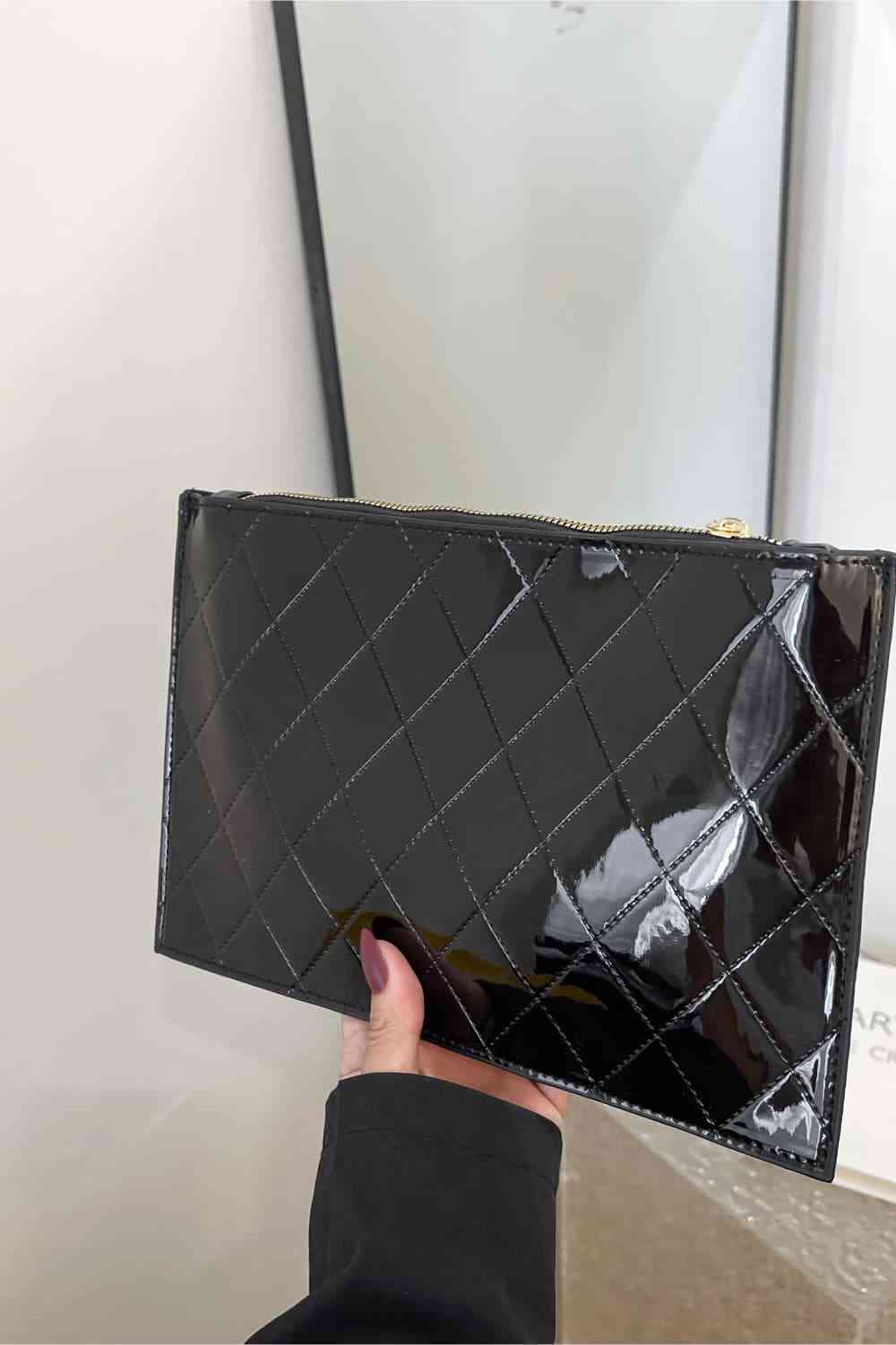 Dark Slate Gray PU Leather Wristlet Bag Sentient Beauty Fashions *Accessories
