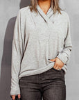 Gray Surplice Dropped Shoulder Long Sleeve Sweater Sentient Beauty Fashions Apparel & Accessories