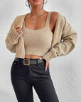 Gray Plain Sweater Cami and Cardigan Set Sentient Beauty Fashions Apparel & Accessories
