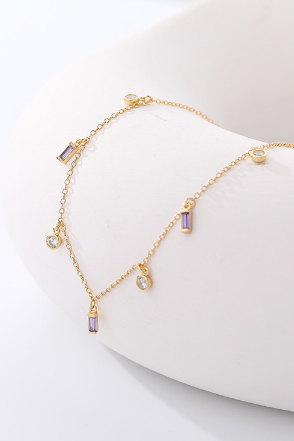 Lavender 18K Gold Plated Multi-Charm Chain Necklace Sentient Beauty Fashions Jewelry