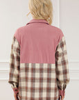 Gray Button Up Plaid Collared Neck Jacket Sentient Beauty Fashions Apparel & Accessories