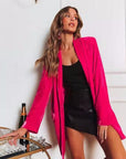 Black Button Up Long Sleeve Blazer with Pocket Sentient Beauty Fashions Apparel & Accessories