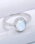 Light Gray 925 Sterling Silver Natural Moonstone Halo Ring Sentient Beauty Fashions jewelry