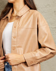 Tan e.Luna Vegan Leather Button Down Shirt Sentient Beauty Fashions Apparel & Accessories