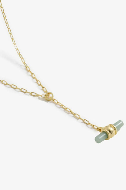 White Smoke Gold-Plated Bar Pendant OT Chain Necklace