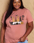 Rosy Brown Simply Love Full Size Halloween Theme Graphic Cotton Tee Sentient Beauty Fashions Apparel & Accessories