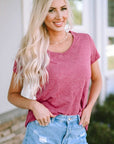 Gray Heathered V-Neck Short Sleeve T-Shirt