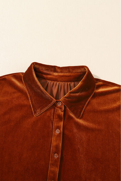 Dark Red Tiered Button Up Collared Neck Shirt Sentient Beauty Fashions Apparel & Accessories