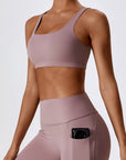 Gray Cutout Sports Square Neck Sports Tank Top Sentient Beauty Fashions Apparel & Accessories