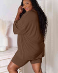 Gray Basic Bae Full Size Soft Rayon Three-Quarter Sleeve Top and Shorts Set Sentient Beauty Fashions