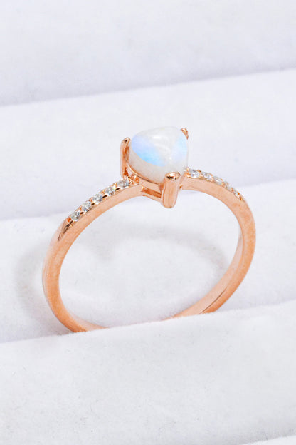 Lavender Natural Moonstone Heart 18K Rose Gold-Plated Ring