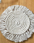 Rosy Brown 2-Piece Macrame Round Cup Mat Sentient Beauty Fashions Home Decor