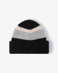 White Smoke Tricolor Cuffed Knit Beanie