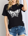 Dark Slate Gray Simply Love Full Size Butterfly Graphic Cotton T-Shirt Sentient Beauty Fashions tees
