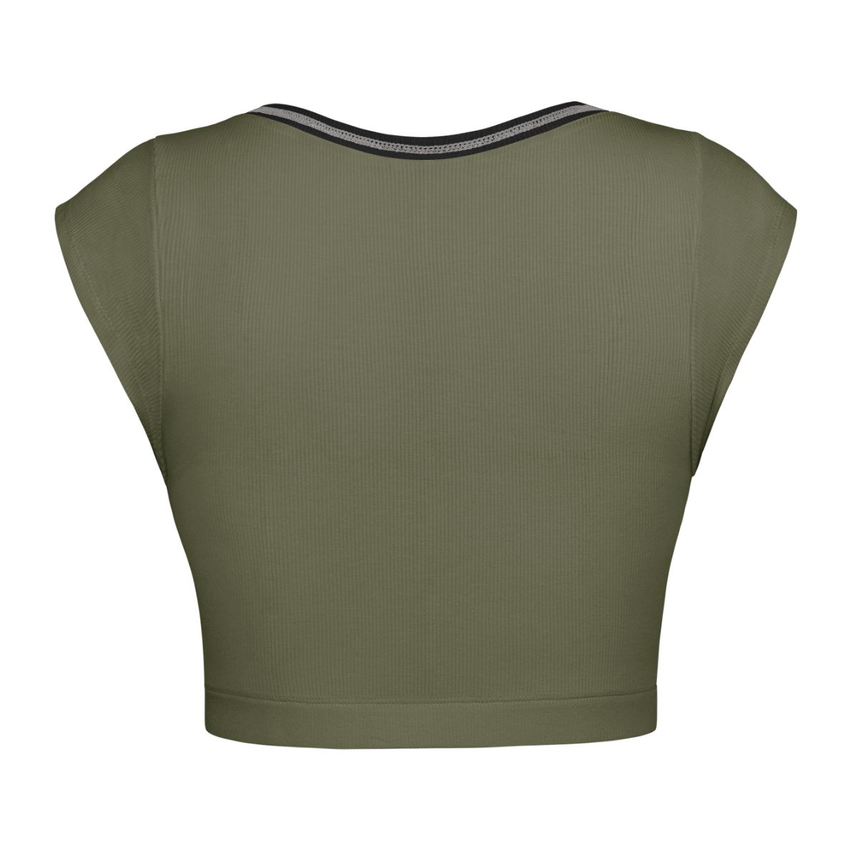 Dim Gray Notched Neck Cap Sleeve Cropped Tee Sentient Beauty Fashions Apparel &amp; Accessories