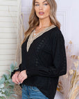 Gray Eyelet V-Neck Flounce Sleeve Blouse Sentient Beauty Fashions Apparel & Accessories