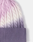 Light Gray Contrast Tie-Dye Cable-Knit Cuffed Beanie Sentient Beauty Fashions *Accessories