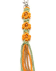 Dark Khaki Assorted 4-Pack Hand-Woven Flower Keychain Sentient Beauty Fashions Apparel & Accessories