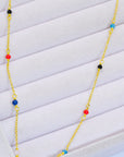 Light Gray 18K Gold-Plated Multicolored Bead Necklace Sentient Beauty Fashions Jewelry