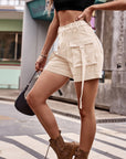 Rosy Brown High Waist Denim Cargo Shorts Sentient Beauty Fashions Apparel & Accessories