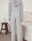 Gray Ribbed Drawstring Hoodie and Pants Lounge Set Sentient Beauty Fashions Apparel & Accessories
