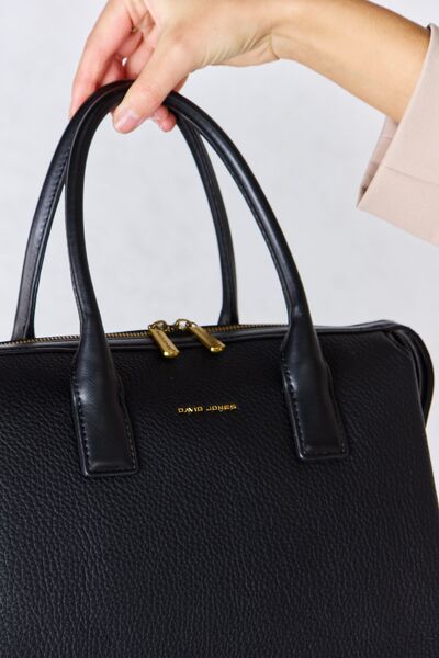 Black David Jones Medium PU Leather Handbag Sentient Beauty Fashions Apparel &amp; Accessories
