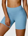 Light Slate Gray High Waist Active Shorts Sentient Beauty Fashions Apparel & Accessories